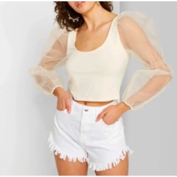 wild fable Pants - Wild Fable High Rise Shorts White Ripped Jean Shorts Cut Off Shorts Size 0
